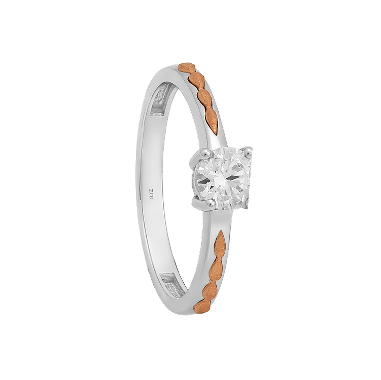 Solitaire Ladies Two Tone Ring